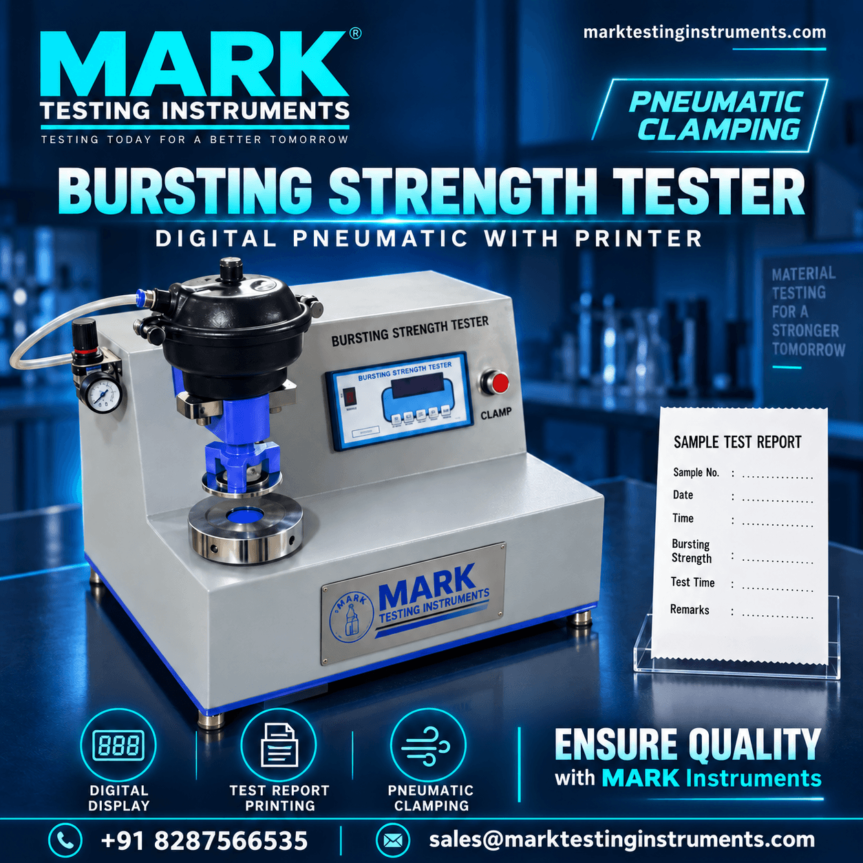 Bursting Strength Tester β Pneumatic Clamping with Printer