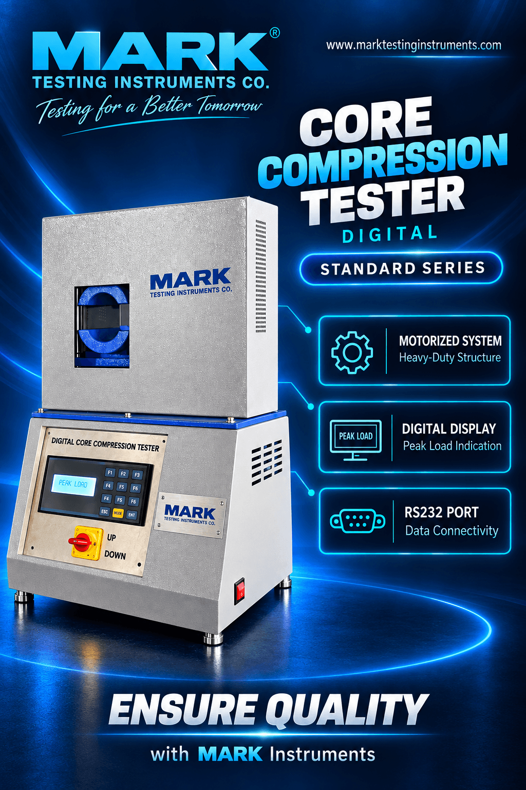 Digital Core Compression Tester | Paper Tube Crushing Strength Testing Machine
