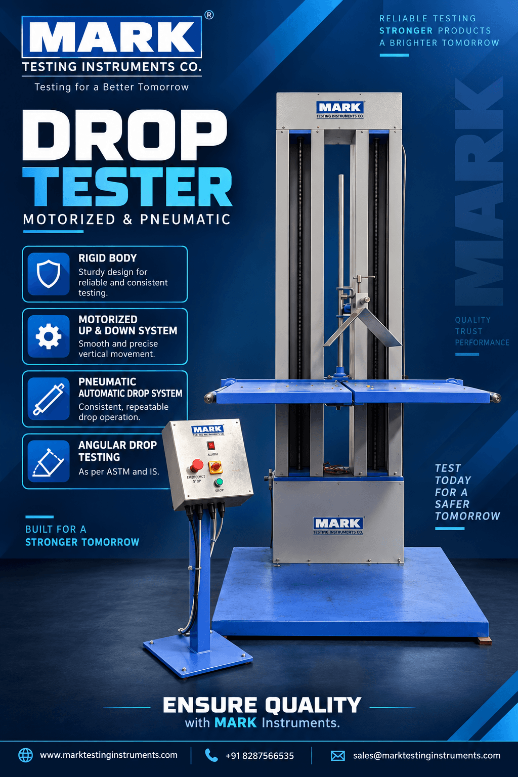 Drop Tester – Motorized with Pneumatic Drop Mechanism