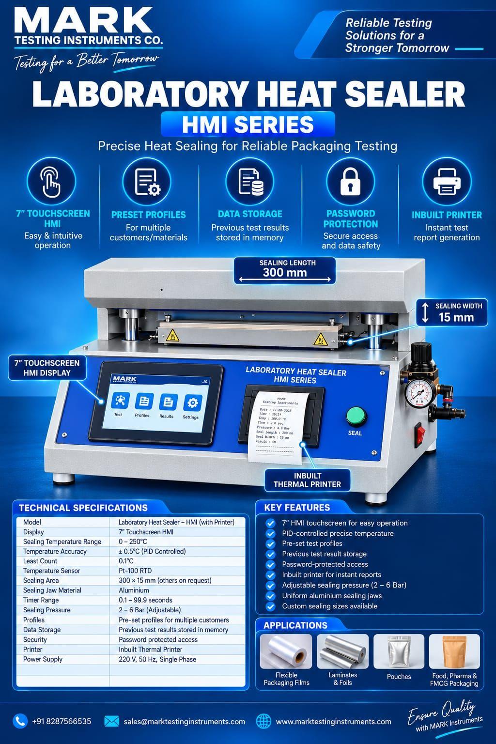 Mark-LHS 180D Digital Laboratory Heat Sealer | Flexible Packaging Thermal Sealing Machine